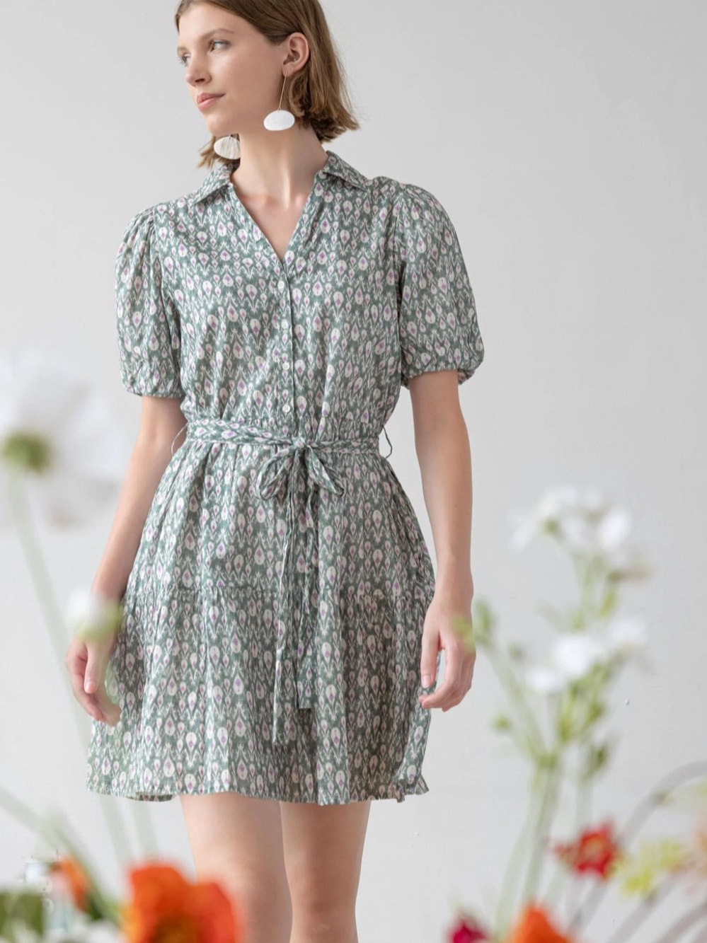 Lilla P Floral Tie-Waist Mini Dress